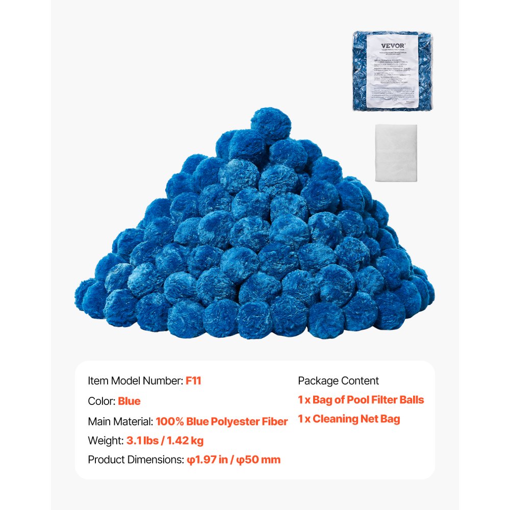 F11 - 3.1 lbs Pool Filter Balls for Clear Water in All Systems
