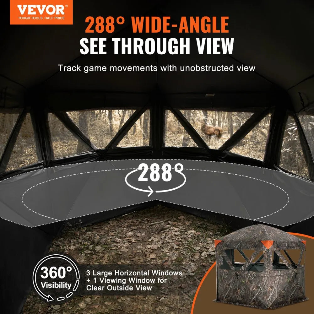 ZHS8472-7 - 288° Camouflage Hunting Blind for 6-7 Persons, Easy Setup