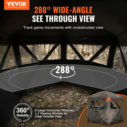 ZHS8472-7 - 288° Camouflage Hunting Blind for 6-7 Persons, Easy Setup
