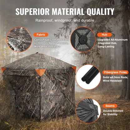 ZHS8472-7 - 288° Camouflage Hunting Blind for 6-7 Persons, Easy Setup