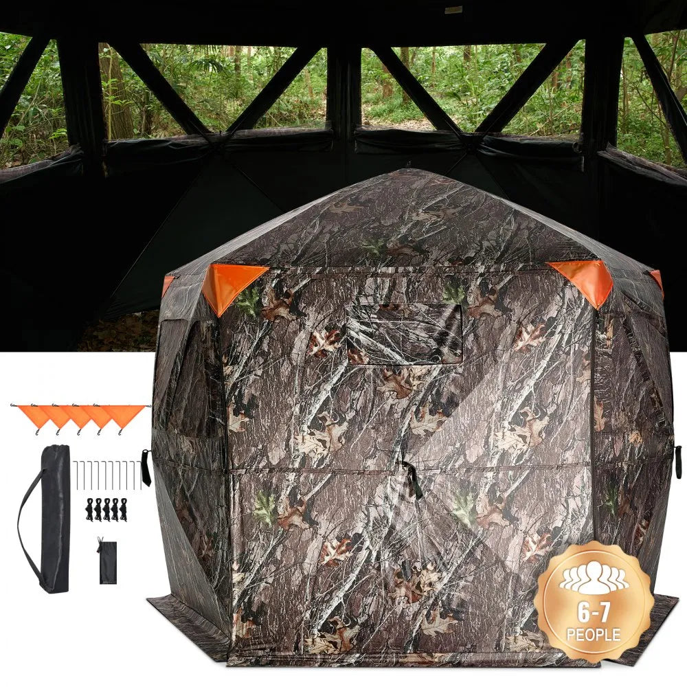 ZHS8472-7 - 288° Camouflage Hunting Blind for 6-7 Persons, Easy Setup