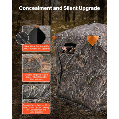 ZH555567-SW - 270° Camouflage Hunting Blind for 1-2 Users, Lightweight & Portable