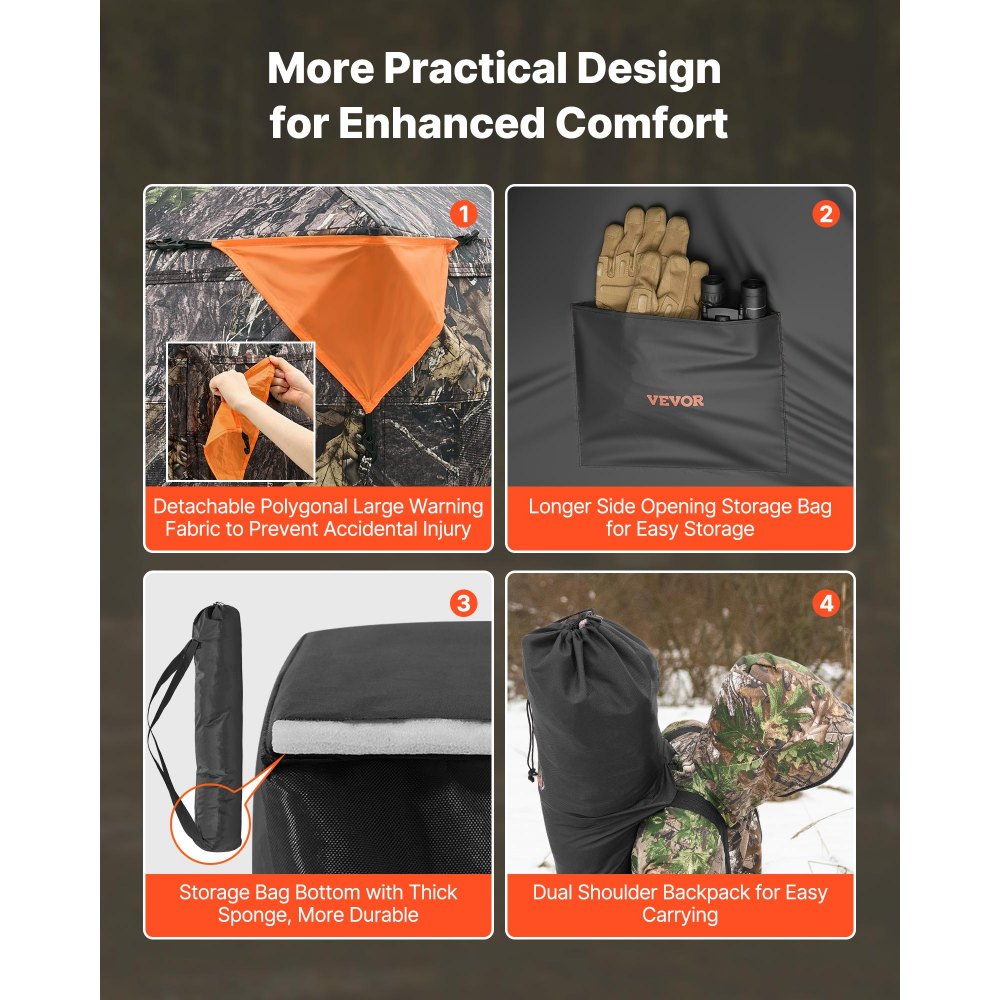 ZH555567-SW - 270° Camouflage Hunting Blind for 1-2 Users, Lightweight & Portable