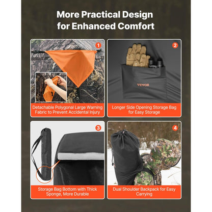 ZH555567-SW - 270° Camouflage Hunting Blind for 1-2 Users, Lightweight & Portable