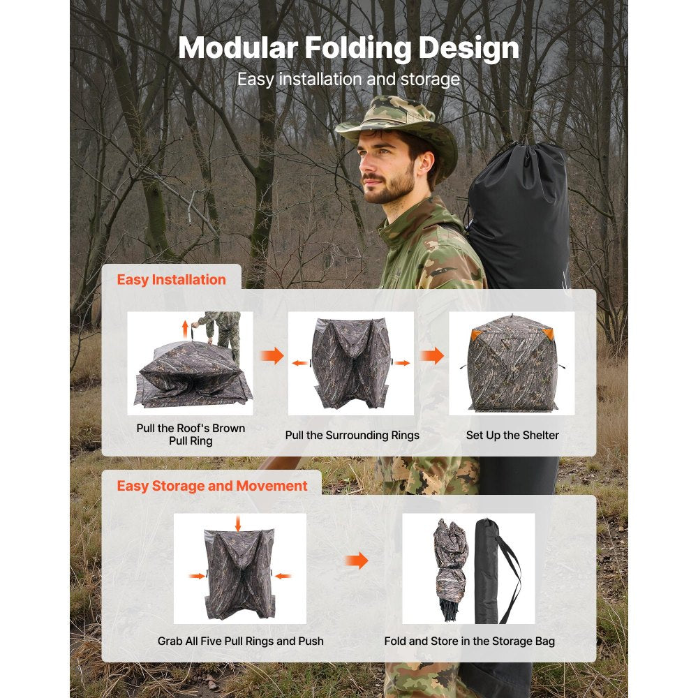 ZH555567-SW - 270° Camouflage Hunting Blind for 1-2 Users, Lightweight & Portable