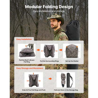 ZH555567-SW - 270° Camouflage Hunting Blind for 1-2 Users, Lightweight & Portable