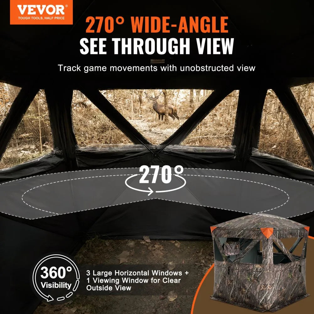 ZHS5867-6 - 270° Camo Hunting Blind for 2-3 Persons, Weather-Resistant