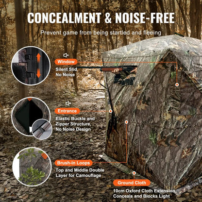 ZHS5867-6 - 270° Camo Hunting Blind for 2-3 Persons, Weather-Resistant