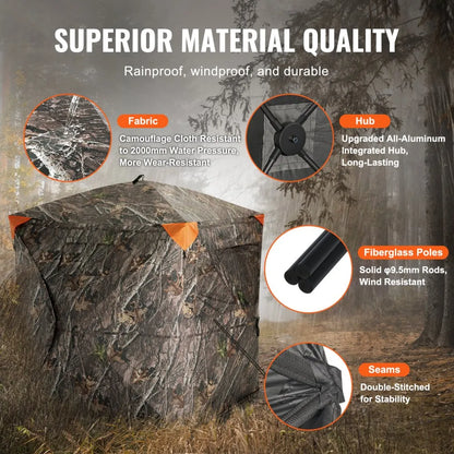 ZHS5867-6 - 270° Camo Hunting Blind for 2-3 Persons, Weather-Resistant