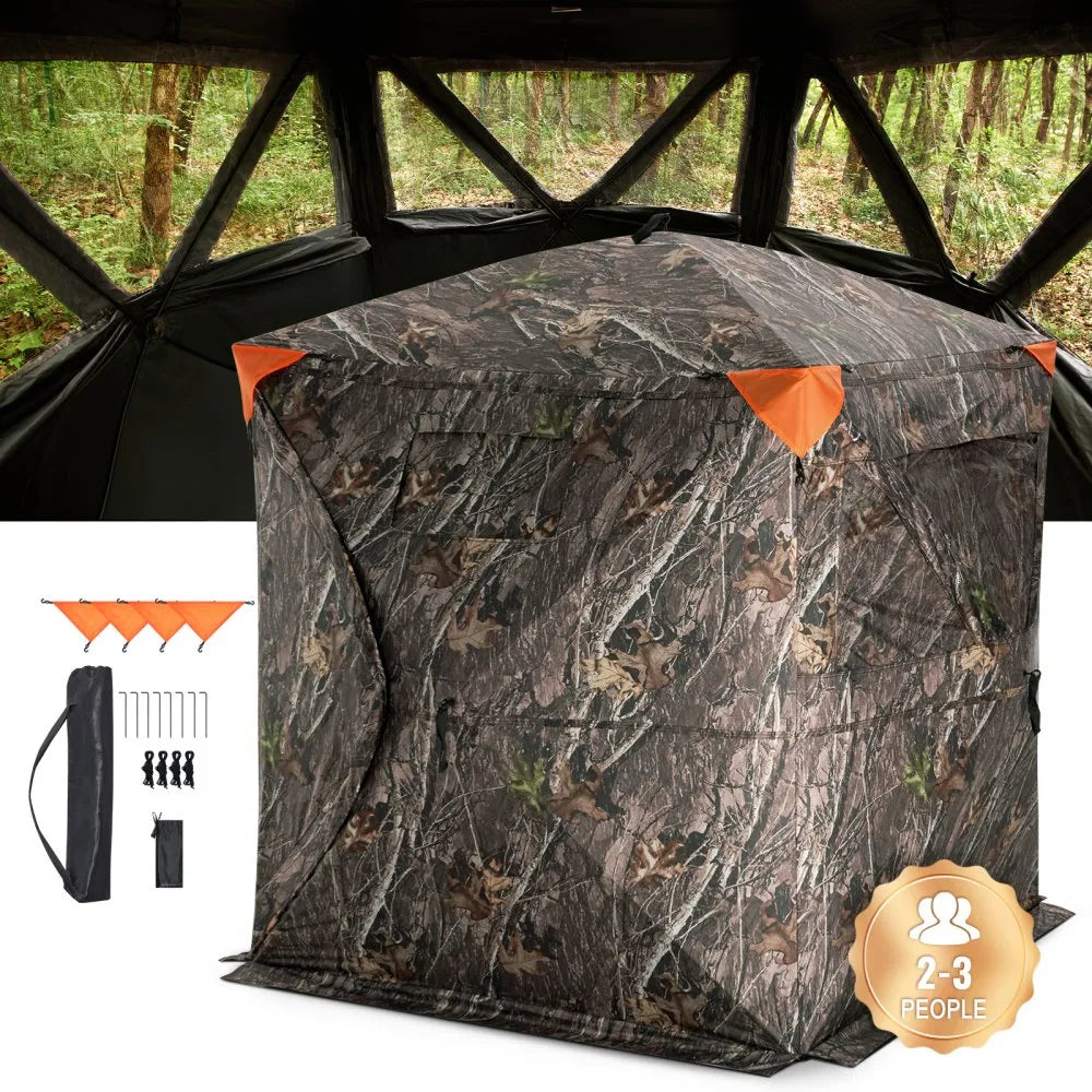 ZHS5867-6 - 270° Camo Hunting Blind for 2-3 Persons, Weather-Resistant