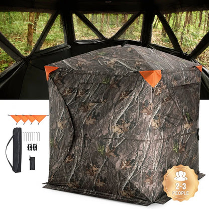 ZHS5867-6 - 270° Camo Hunting Blind for 2-3 Persons, Weather-Resistant