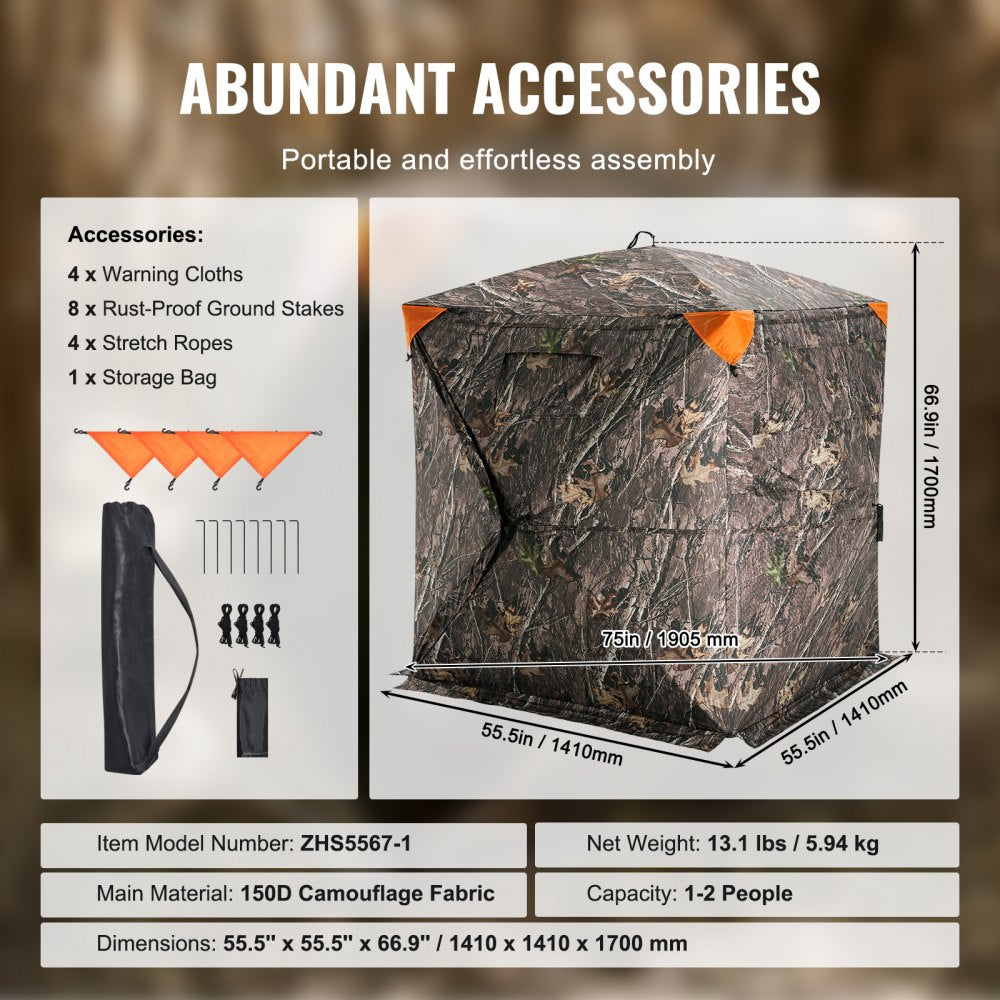 ZHS5567-1 - 270° View Pop-Up Hunting Blind with Quiet Zipper Door