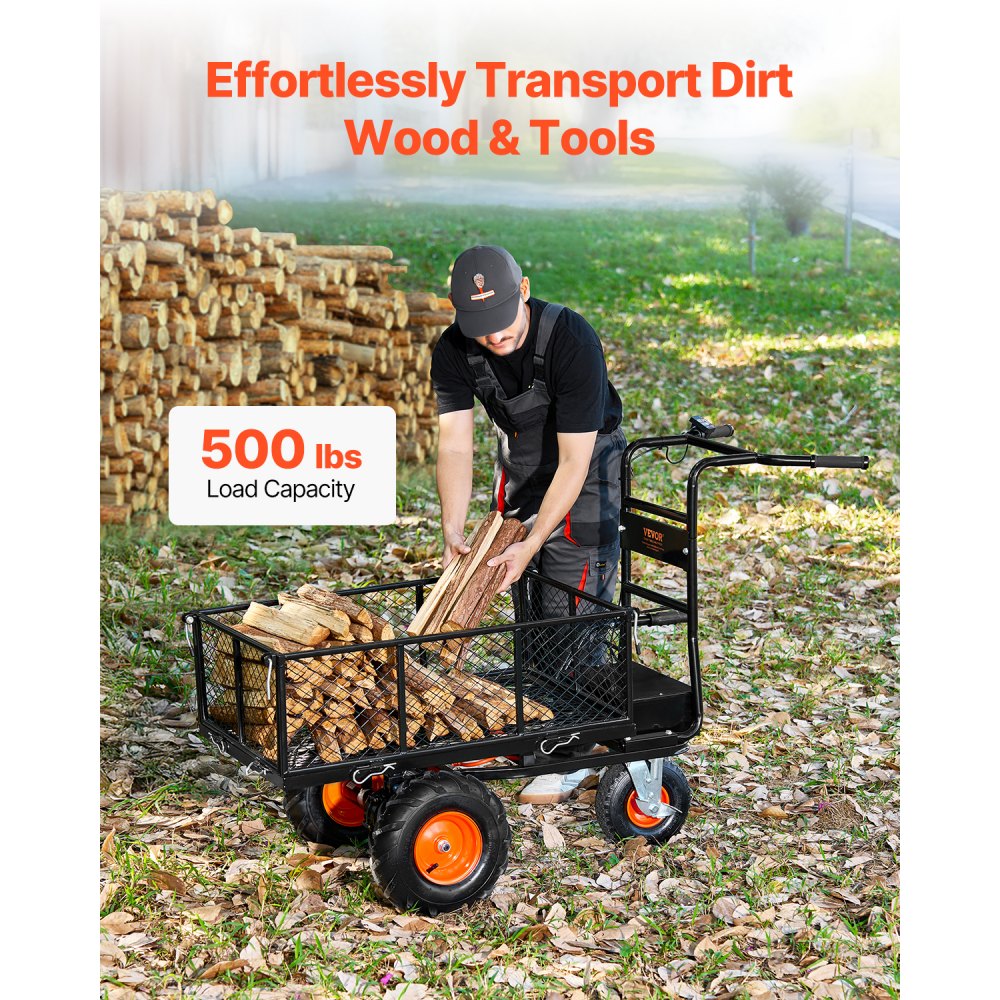 EWB7614 - 500lbs Electric Garden Cart with 6ft³ Capacity and Brake System