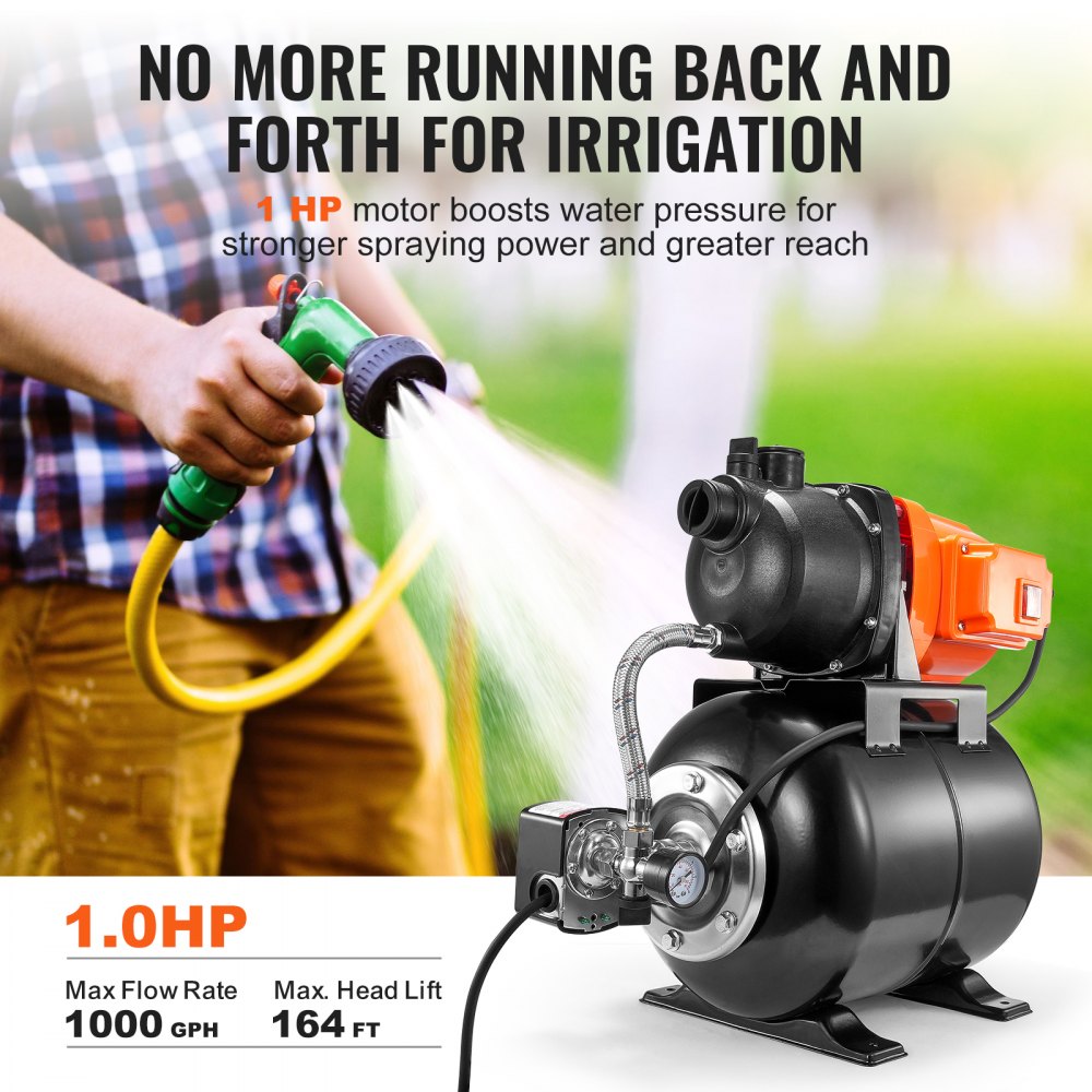 FSGP1200-2 - 1HP Shallow Well Pump, 1000 GPH, 5-Gallon Tank