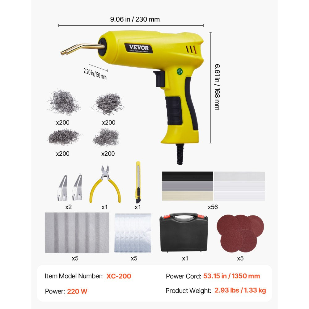 XC-200 - 220W Plastic Welder Kit with 800 Staples & Safety Features