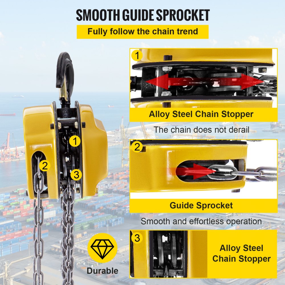 010428782434 - 10ft VEVOR Manual Chain Hoist, 1100lbs Capacity, Iron Build