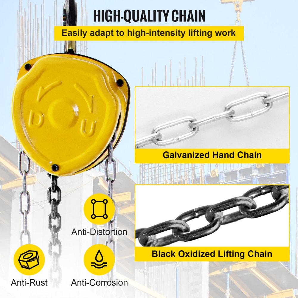 010428782434 - 10ft VEVOR Manual Chain Hoist, 1100lbs Capacity, Iron Build