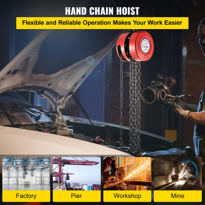 VV-RCH-1T2.5M - 1 Ton VEVOR Hand Chain Hoist with 8ft Lift