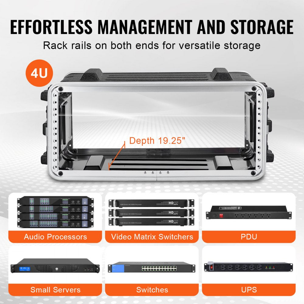 ABS-4UL - 4U ABS Rack Case for 19-Inch Gear, Transport Ready