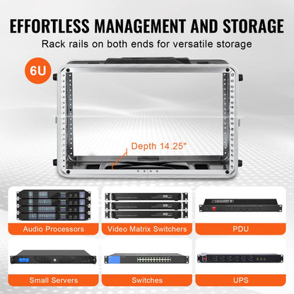 ABS-6UM - 14" Deep ABS Rack Case with Handle and Secure Latches
