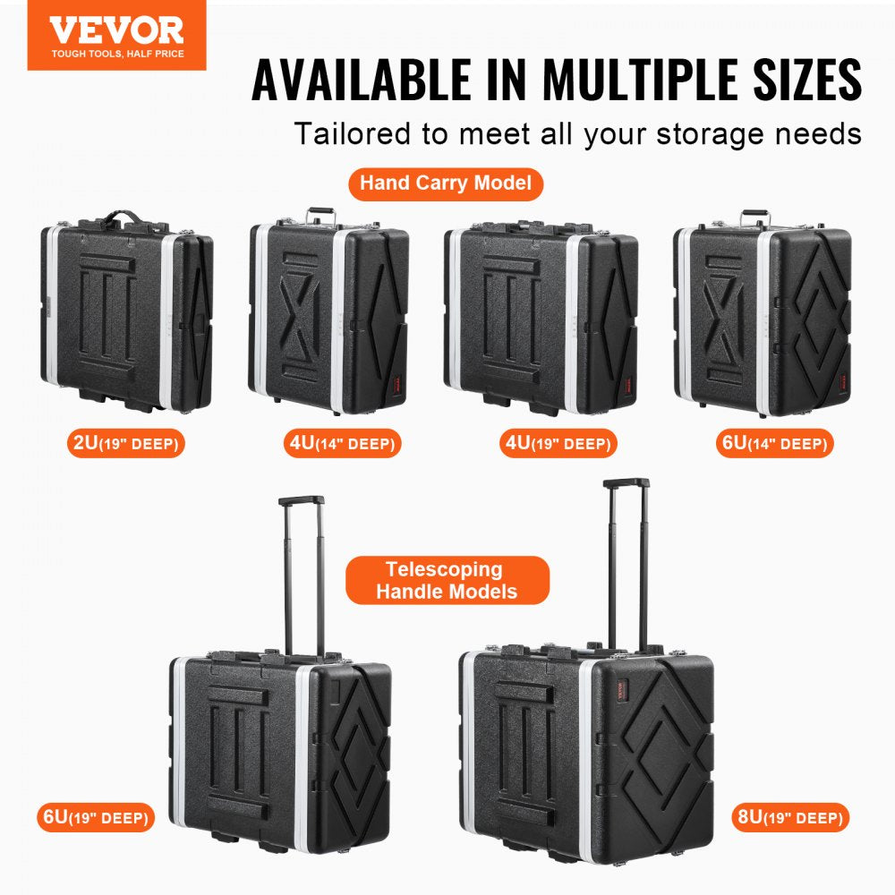 ABS-6UM - 14" Deep ABS Rack Case with Handle and Secure Latches
