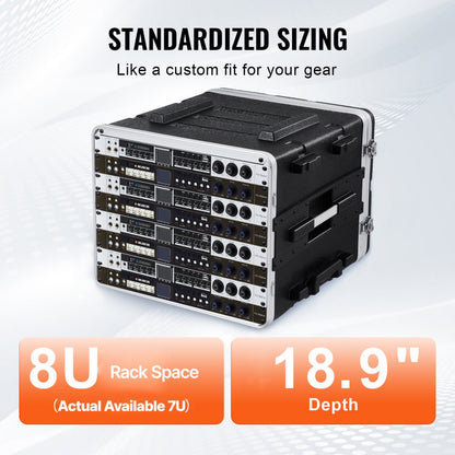 ABS-8UL - 8U ABS Rack Case for 19" Equipment with Wheels
