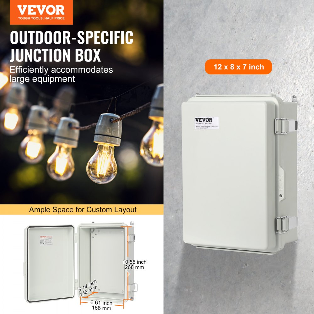 SP-CAG-203018 - Weather-Resistant 11.81" Junction Box with Metal Latches