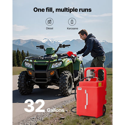 YHM-120D - 32-Gallon Portable Fuel Caddy with 12V Electric Pump
