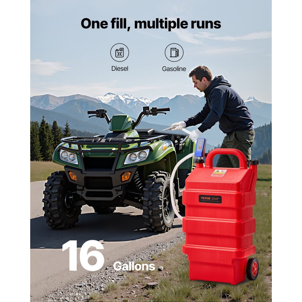 YHM-60B - 16 Gallon Portable Plastic Fuel Caddy for Easy Refueling