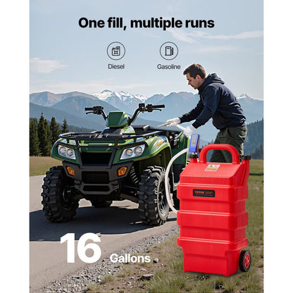 YHM-60B - 16 Gallon Portable Plastic Fuel Caddy for Easy Refueling