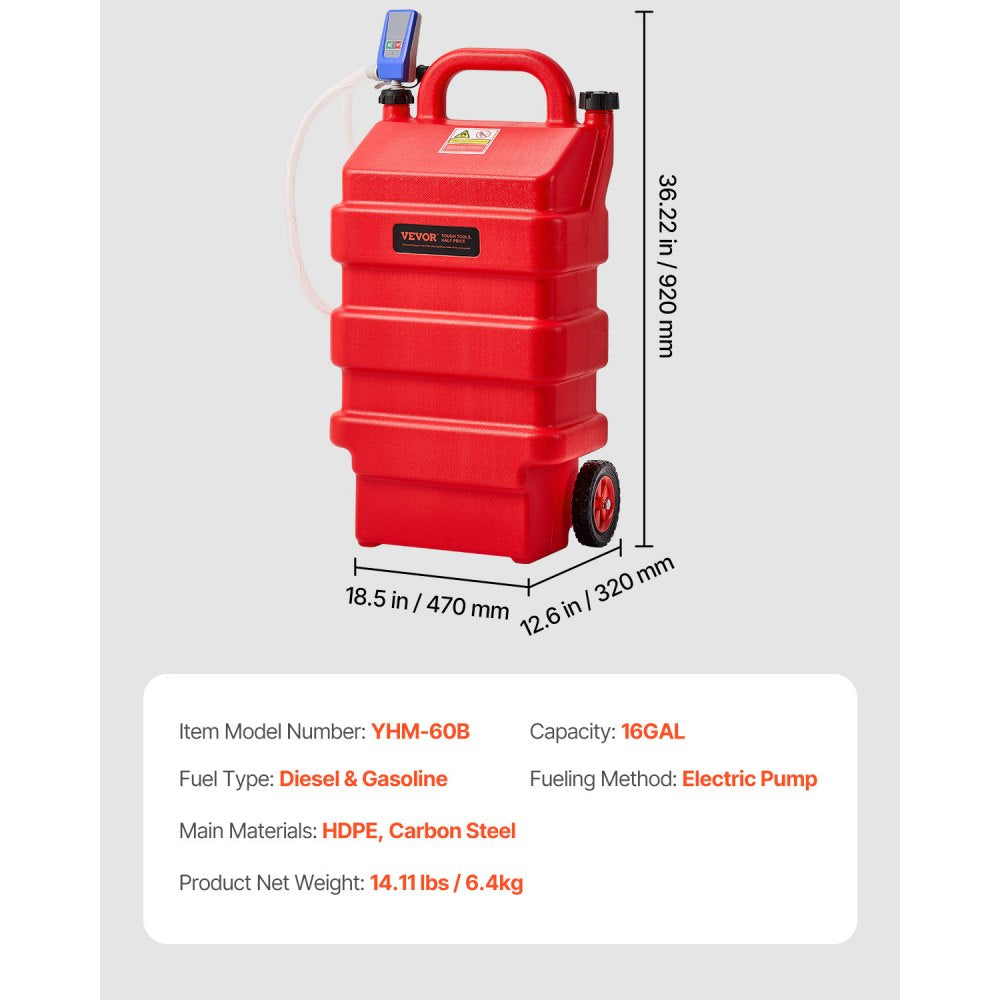 YHM-60B - 16 Gallon Portable Plastic Fuel Caddy for Easy Refueling