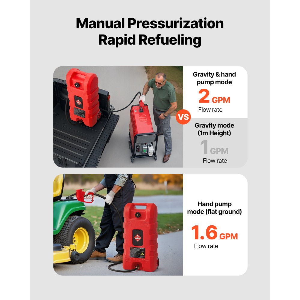 YOILP5035M - 15-Gallon Portable Fuel Caddy with Hand Pump & Safety Nozzle