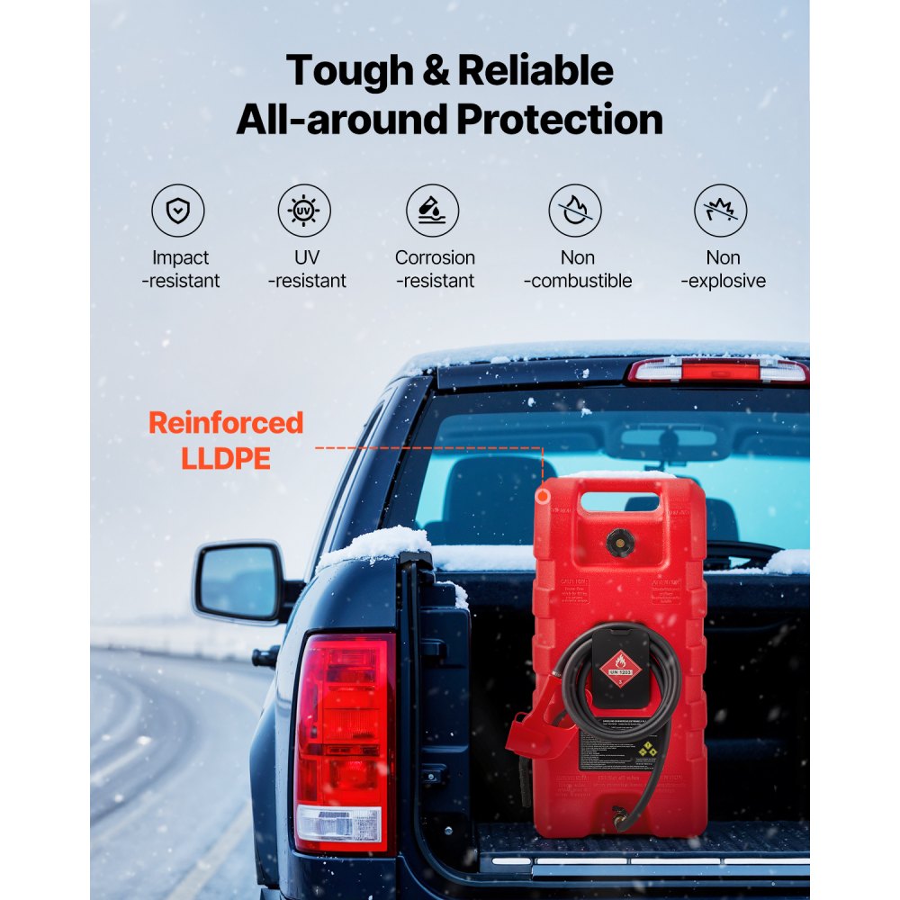 YOILP5035M - 15-Gallon Portable Fuel Caddy with Hand Pump & Safety Nozzle
