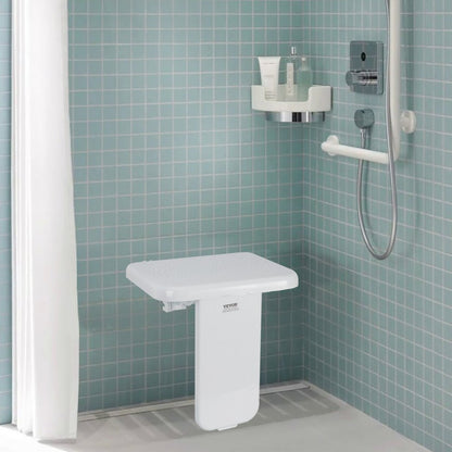LY001 - Wall-Mounted Foldable Shower Seat, 15.7" x 16.7", ABS & Steel