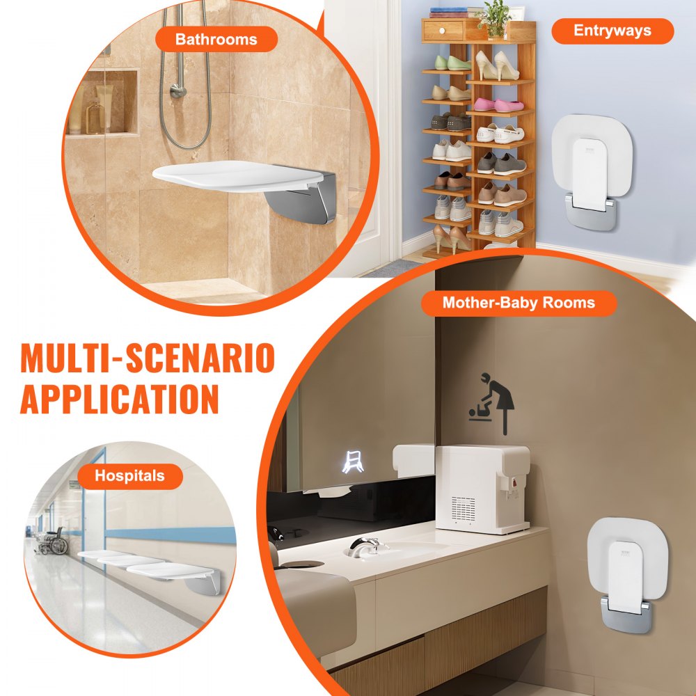 LY006 - Folding Shower Seat with Diatom Mat, 450 lbs Capacity