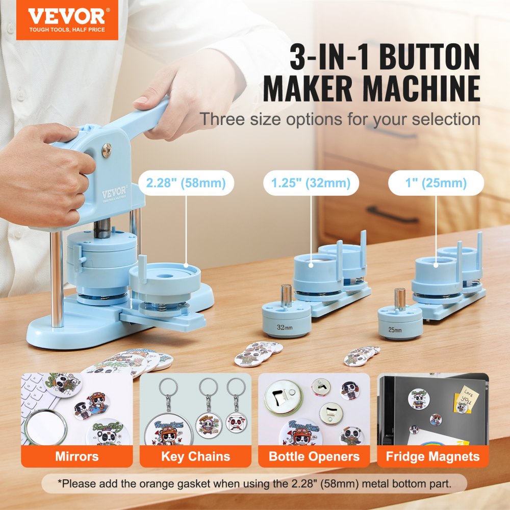 JMB-X3 - Versatile 3-in-1 Button Maker for Custom Badges and Crafts