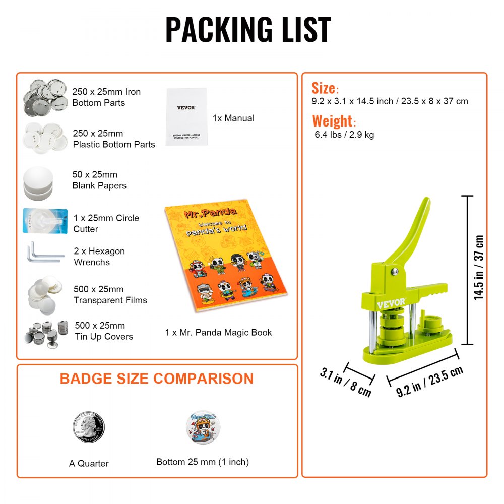 SL-25-GN-01 - VEVOR 1-inch Badge Maker for Events and Projects