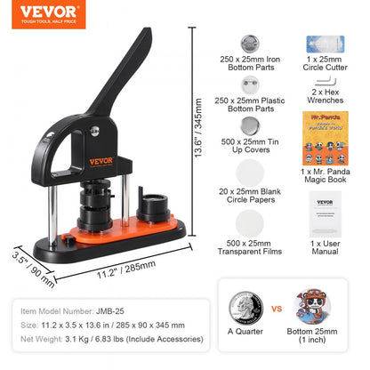 JMB-25 - Durable 0.98" Button Maker with Ergonomic Handle