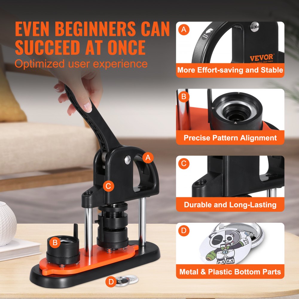JMB-32 - Ergonomic 1.25" Button Maker for DIY Crafting