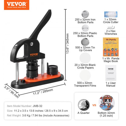 JMB-32 - Ergonomic 1.25" Button Maker for DIY Crafting