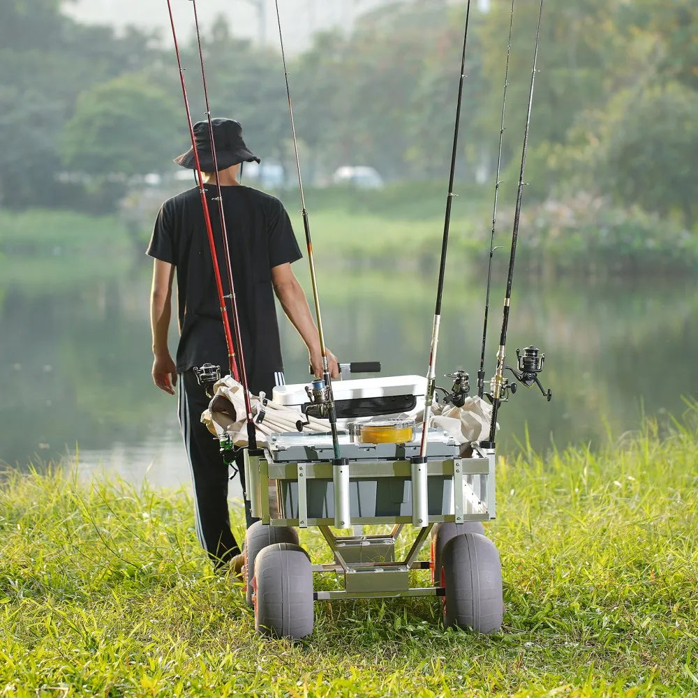YK-500 - 45.9" Aluminum Beach Fishing Cart with 500 lbs Capacity