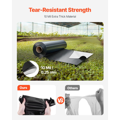 YF10FT100FTBW - 10mil Heavy-Duty Black-White Plastic Sheeting, 10' x 100'