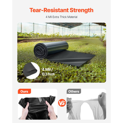 YF3FT50FTB - 3x50ft Heavy-Duty Black Plastic Sheeting for Weed Control