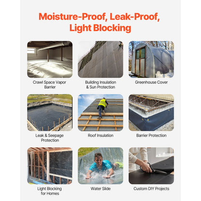 YF5FT100FTB - 5x100 FT Heavy-Duty Black Plastic Sheeting 10Mil Thickness