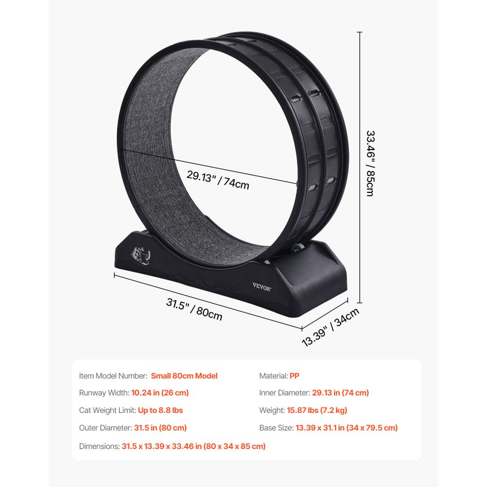 Small 80cm - 31.5" Durable Cat Exercise Wheel with Safety Brake
