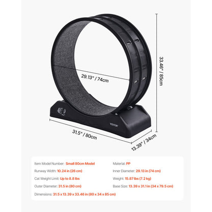 Small 80cm - 31.5" Durable Cat Exercise Wheel with Safety Brake