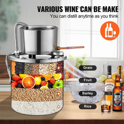 STD-10L-U - Stainless Steel 3Gal Distillation Kit with Fermentation Barrel