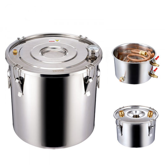 DTDB-20L-U - 5Gal Stainless Steel Distillation Kit with Thumper & Cooling Pot