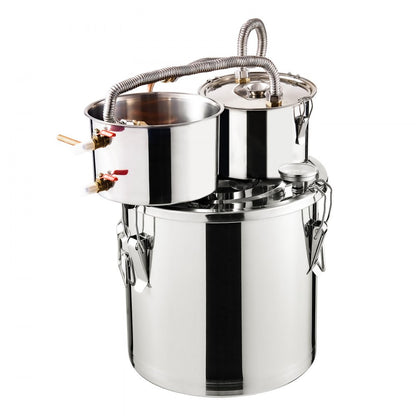 DTDB-20L-U - 5Gal Stainless Steel Distillation Kit with Thumper & Cooling Pot