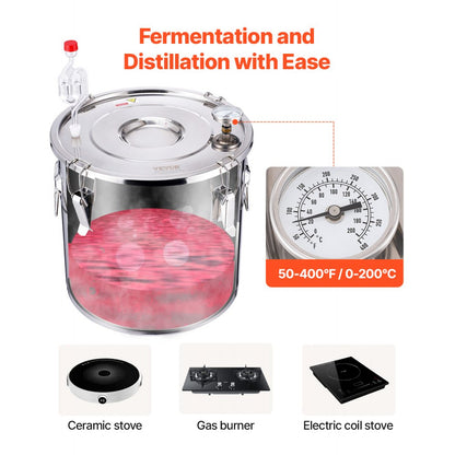 DTDB-30L-U - 8Gal Stainless Steel Moonshine Still Distillation Kit with Thumper & Pump